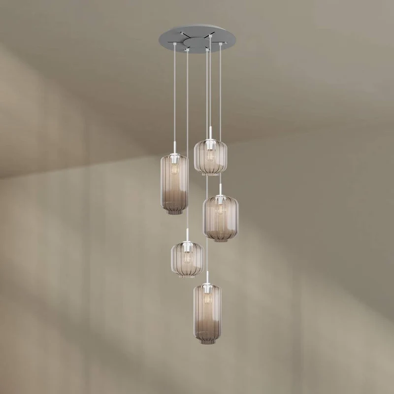 s.luce Velo Galerielampe 5-flammig Ø 60cm Baldachin Ø 18/20/25cm