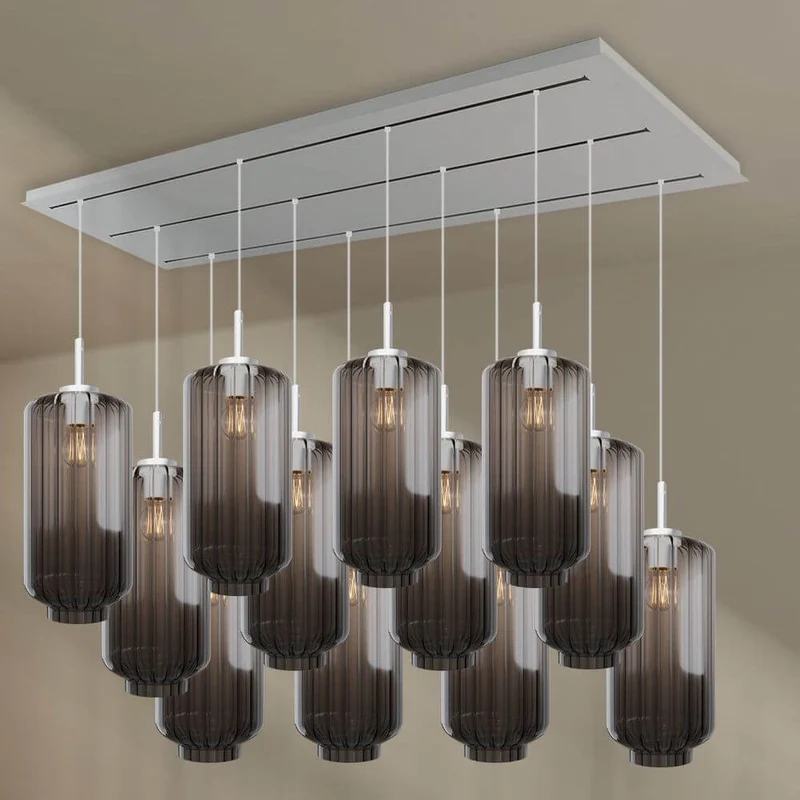 s.luce Velo Esszimmerleuchte 12-flammig 200cm 3-reihig Ø 18cm