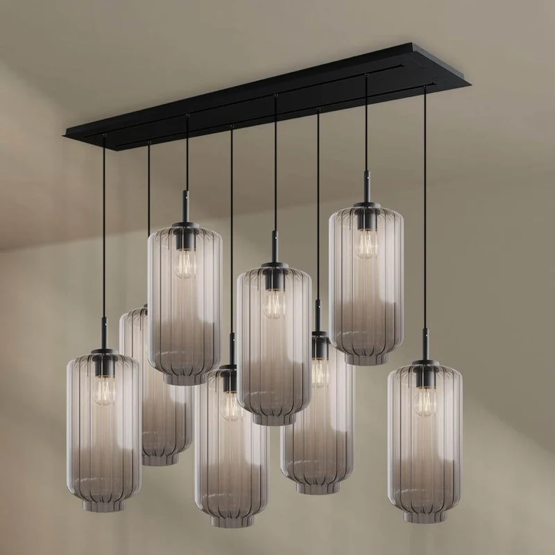 s.luce Velo Esstischlampe 8-flammig 160cm 2-reihig Ø 18cm