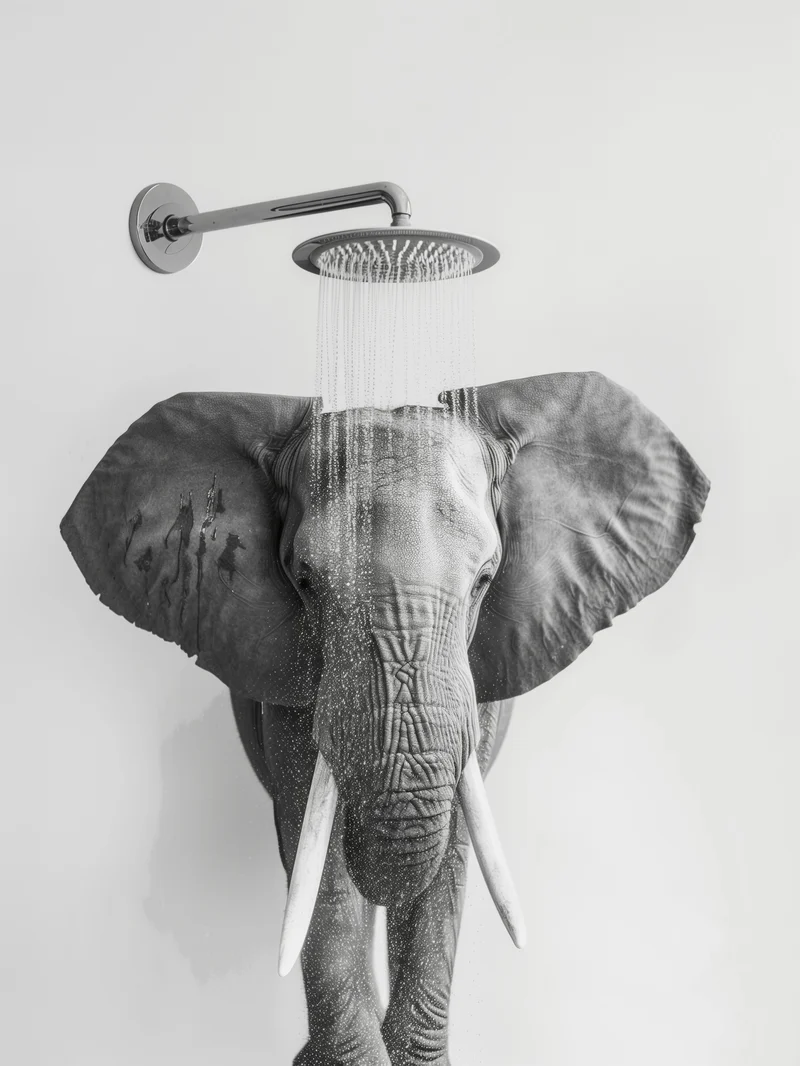 Elefant unter Dusche Poster
