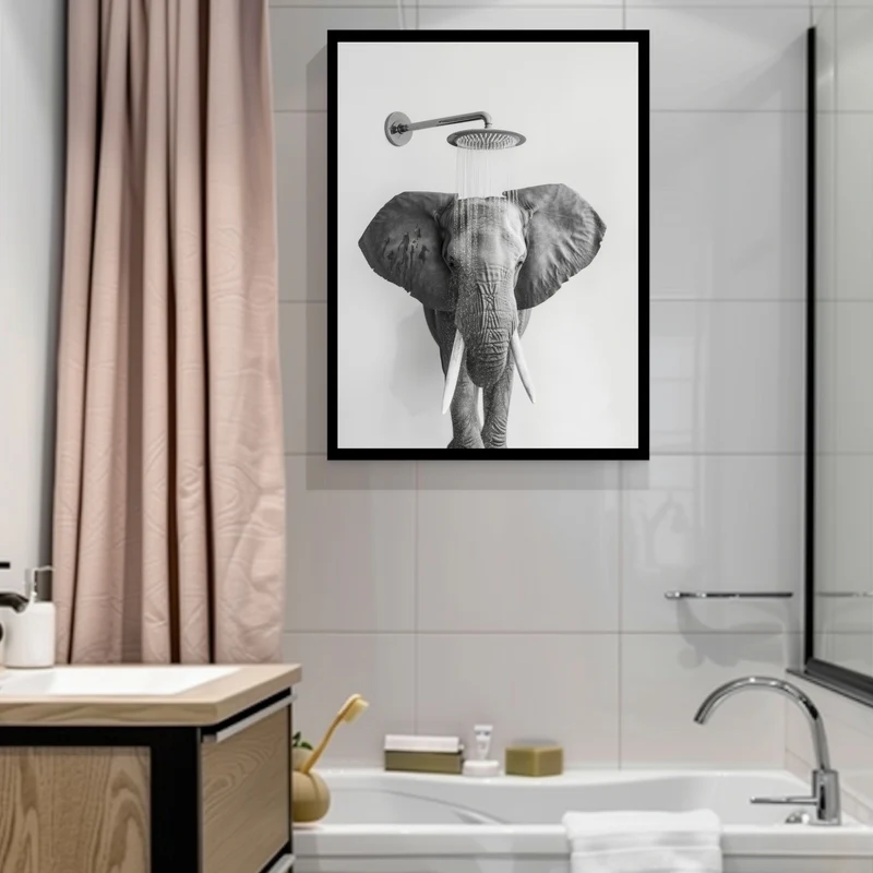 Elefant unter Dusche Poster