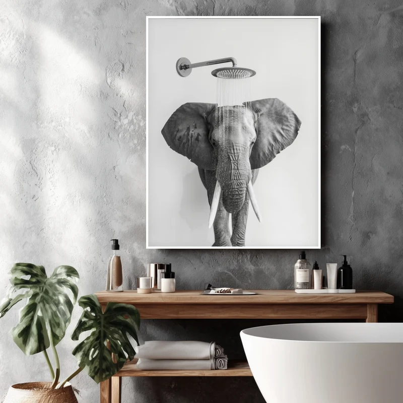 Elefant unter Dusche Poster