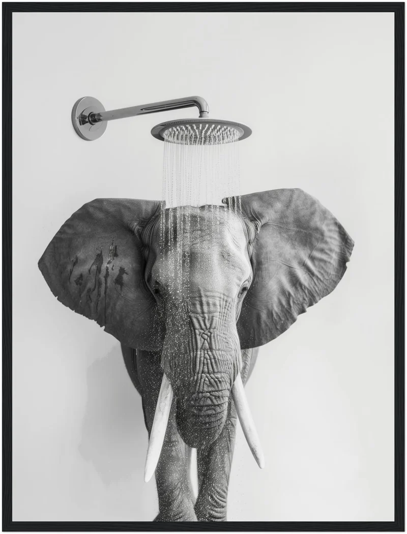 Elefant unter Dusche Poster