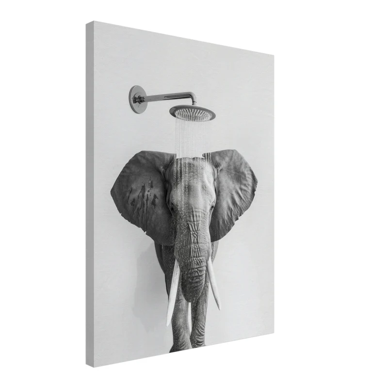 Elefant unter Dusche Leinwandbild