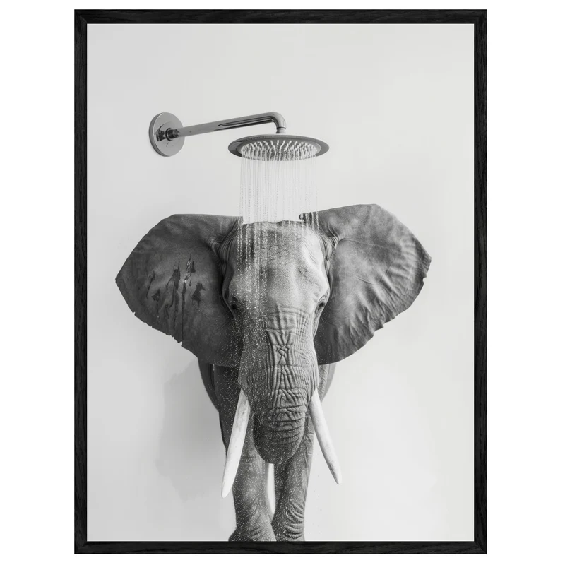 Elefant unter Dusche Leinwandbild