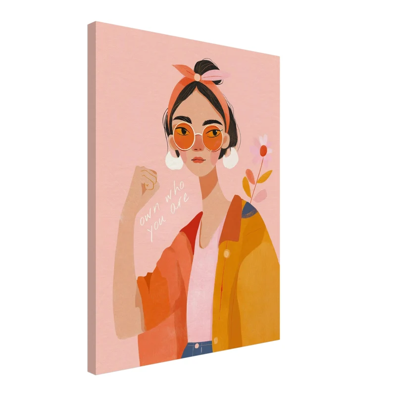 Frau mit orangener Sonnenbrille Leinwandbild