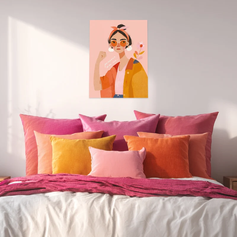 Frau mit orangener Sonnenbrille Leinwandbild