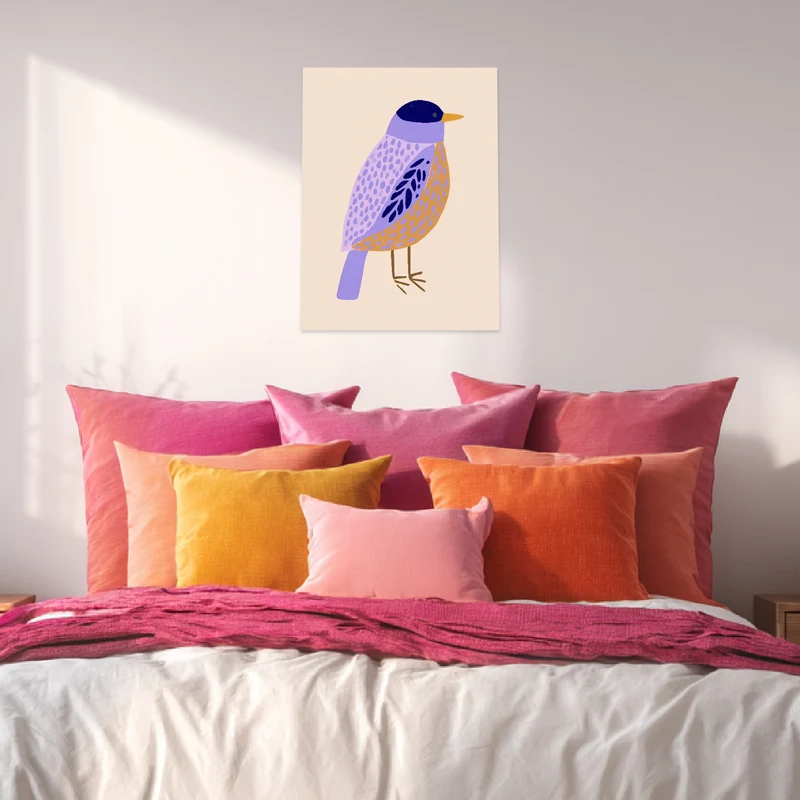 Lila Vogel Illustration Leinwandbild