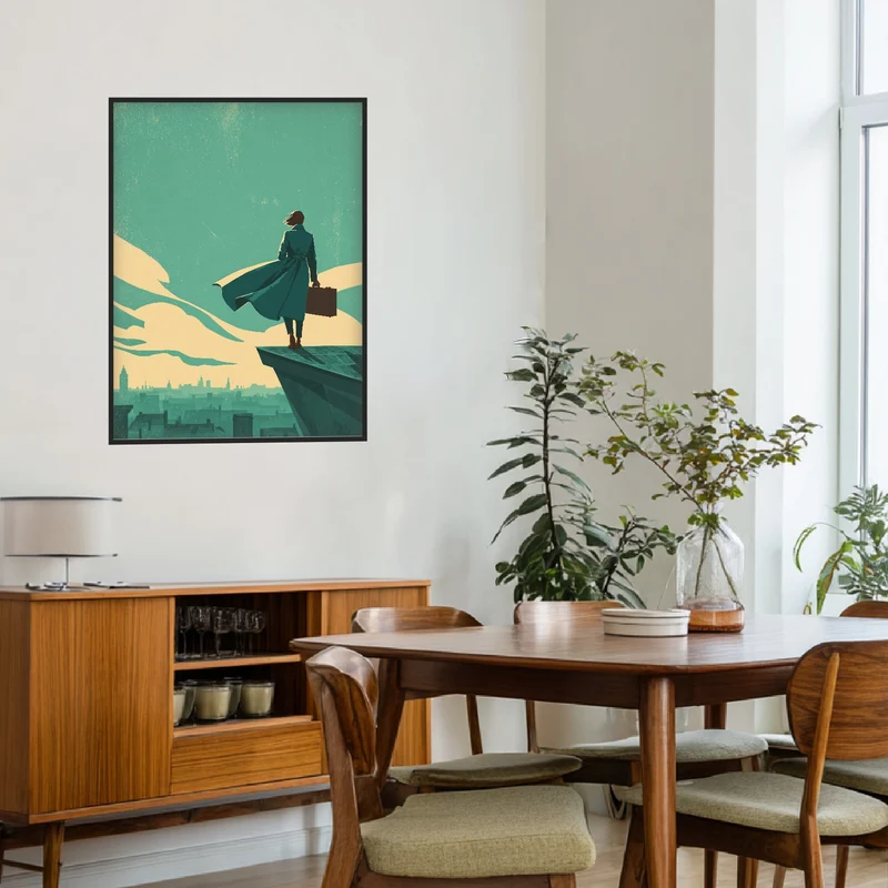 Frau mit Koffer Poster