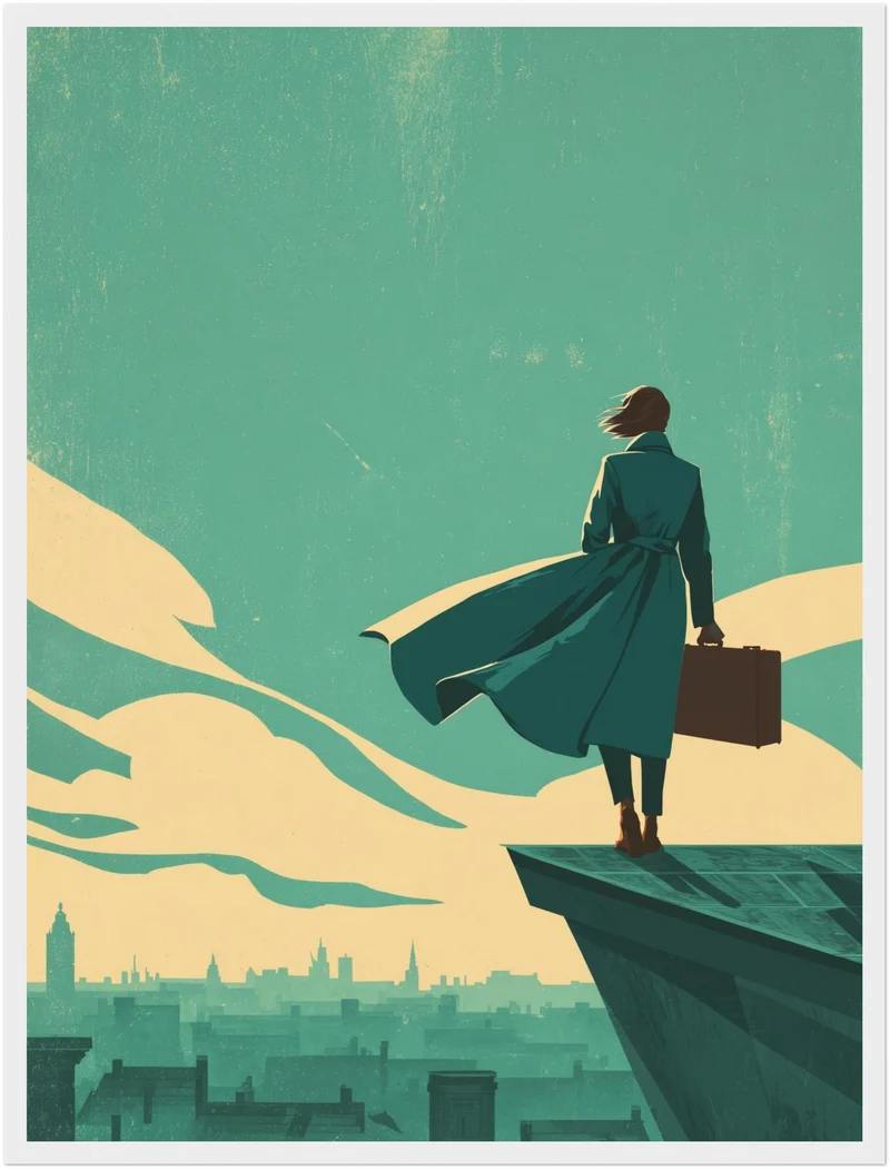 Frau mit Koffer Poster