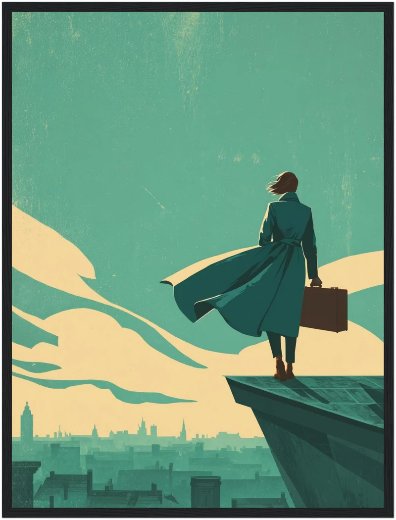 Frau mit Koffer Poster