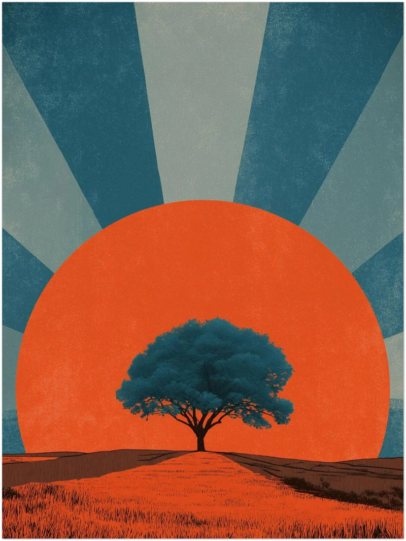 Baum vor Sonne Leinwandbild