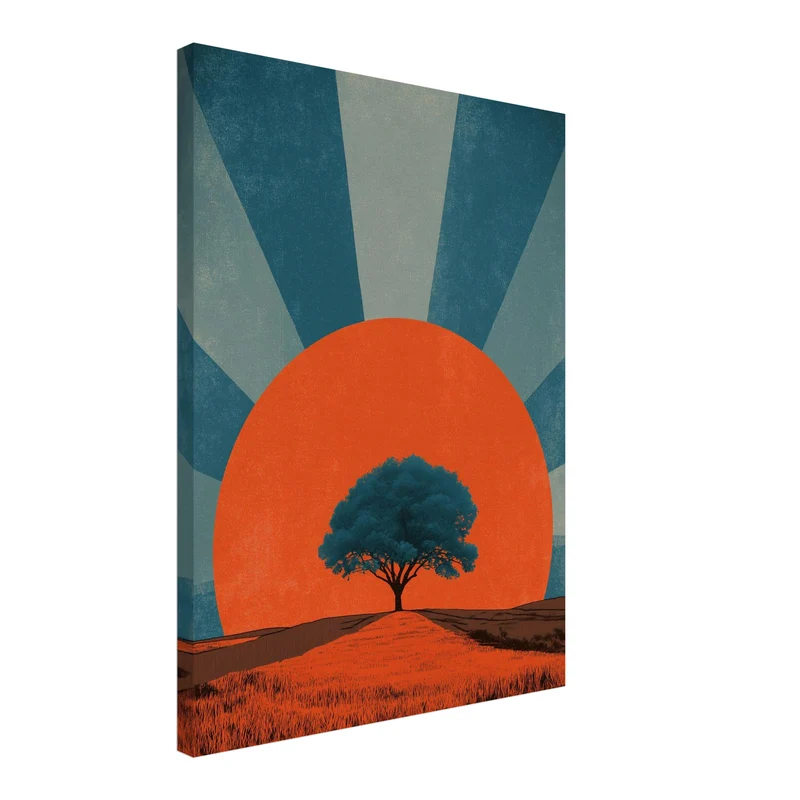 Baum vor Sonne Leinwandbild