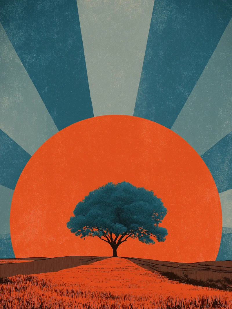 Baum vor Sonne Poster
