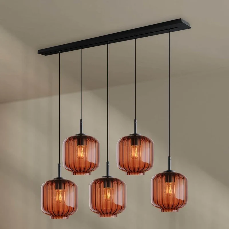 s.luce Velo Esstischlampe 5-flammig 160cm Baldachin Ø 20cm