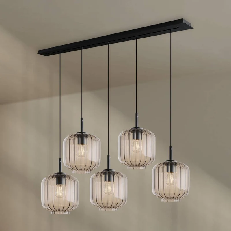 s.luce Velo Esstischlampe 5-flammig 160cm Baldachin Ø 20cm