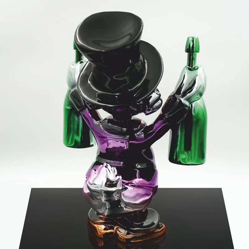 Casa Padrino Deko Figur Ente Bunt Chrom H. 45 cm - Deko Skulptur