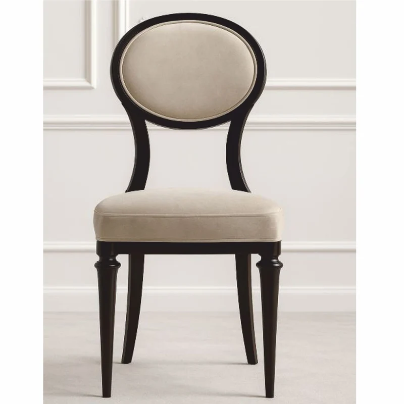 Casa Padrino Luxus Art Deco Esszimmer Stuhl Beige / Schwarz H. 97 cm - Made in Italy