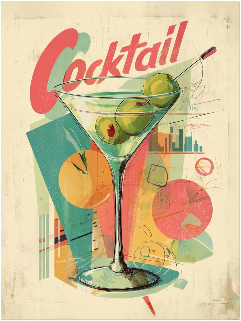 Cocktailglas mit Oliven Leinwandbild