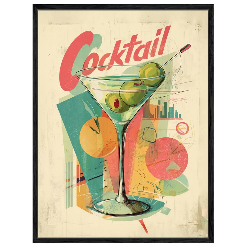 Cocktailglas mit Oliven Leinwandbild