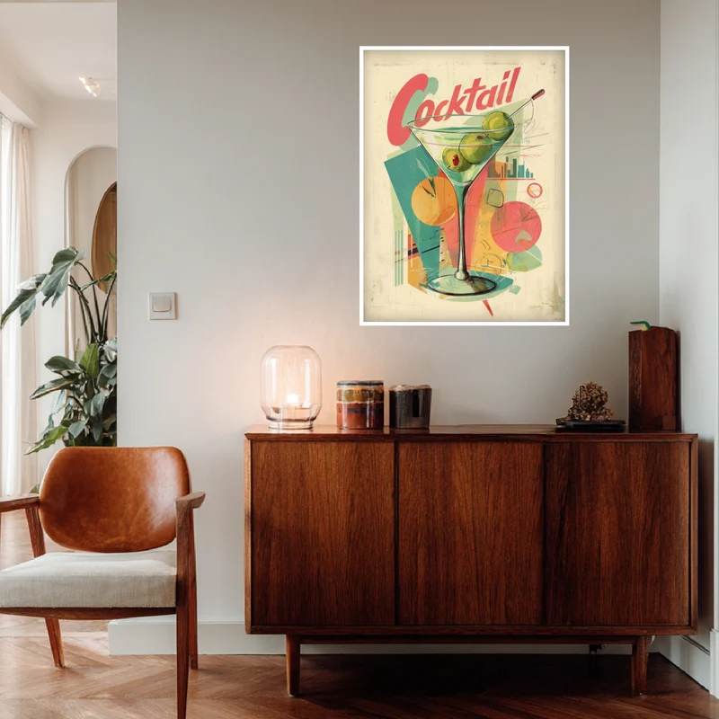Cocktailglas mit Oliven Poster