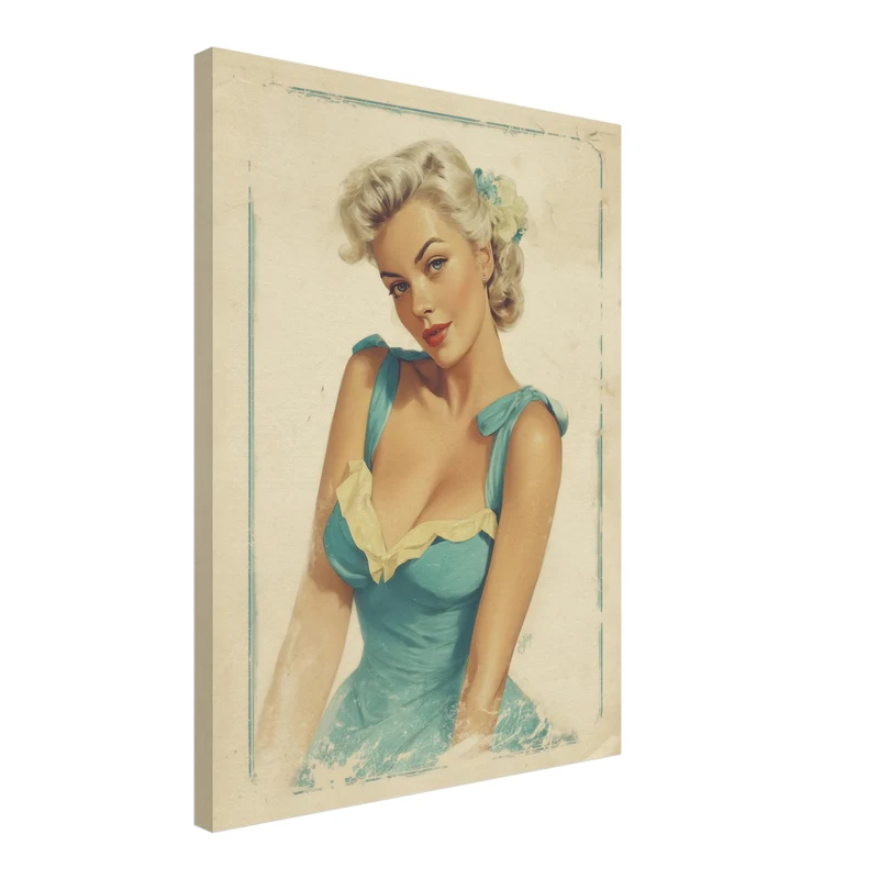 Blonde Frau im Sommerkleid Leinwandbild