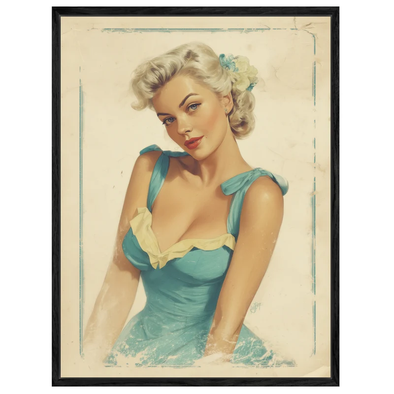Blonde Frau im Sommerkleid Leinwandbild