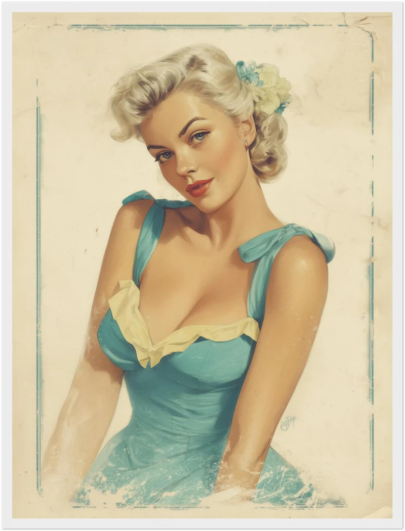 Blonde Frau im Sommerkleid Poster
