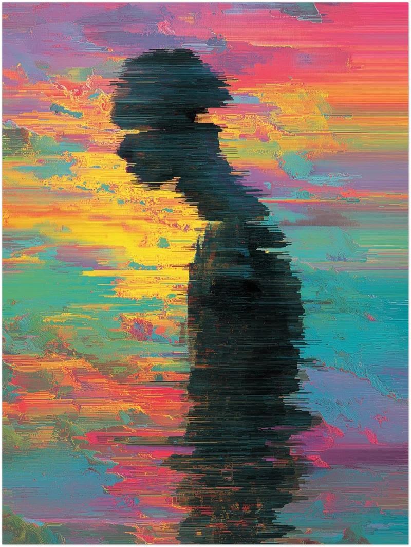 Fragmentierte Silhouette Leinwandbild