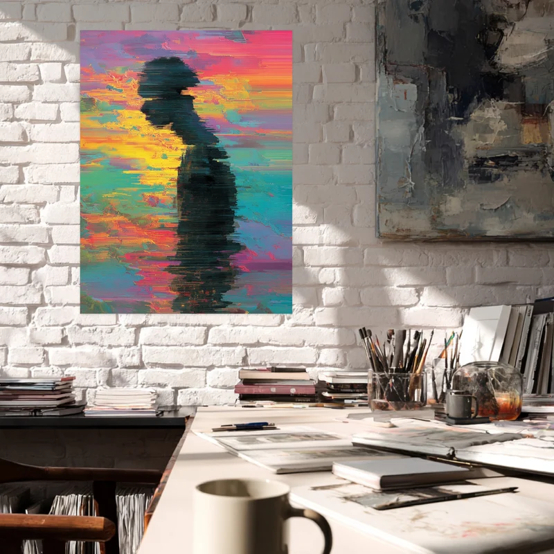 Fragmentierte Silhouette Leinwandbild