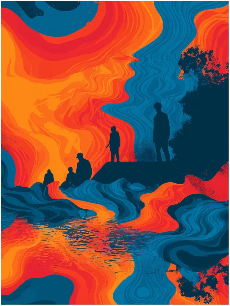 Fließende Figurenlandschaft Leinwandbild