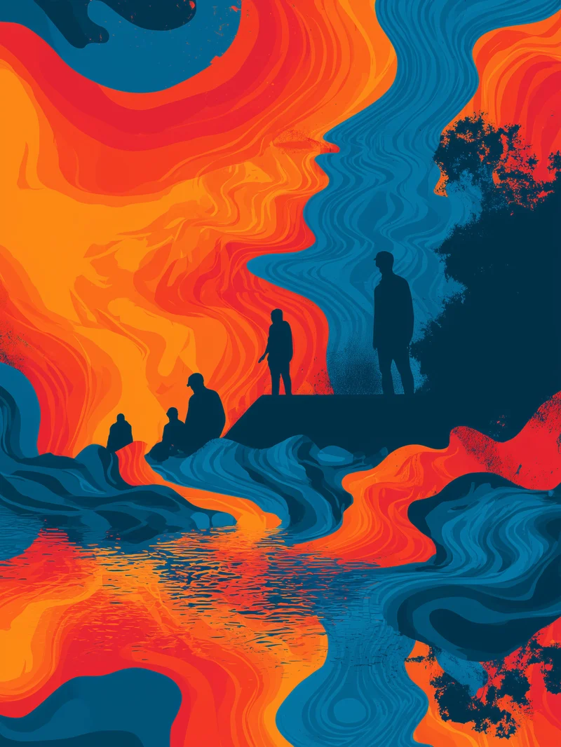 Fließende Figurenlandschaft Poster