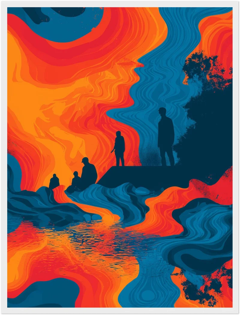 Fließende Figurenlandschaft Poster
