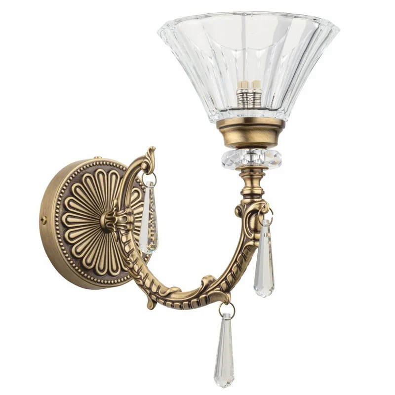Casa Padrino Luxus Barock Wandleuchte Messing mit Patina H. 30 cm - Barock Leuchten