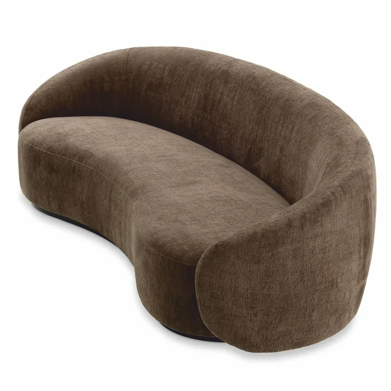 Casa Padrino Luxus Sofa Braun / Schwarz 235 cm - Gebogenes Wohnzimmer Sofa