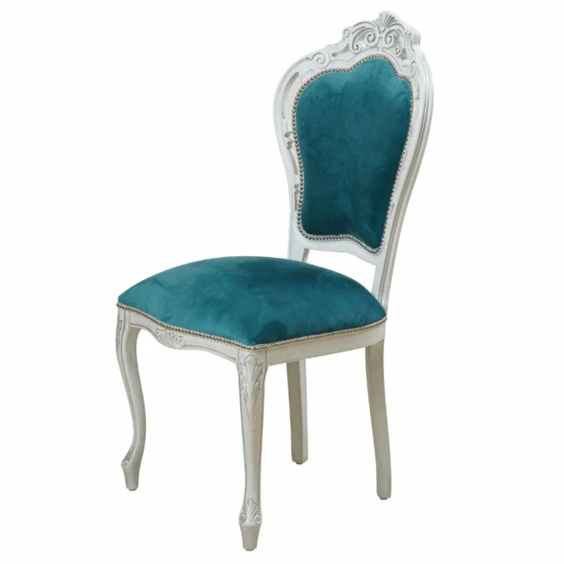 Casa Padrino Luxus Barock Esszimmer Stuhl Türkis / Weiß H. 106,5 cm - Barock Möbel