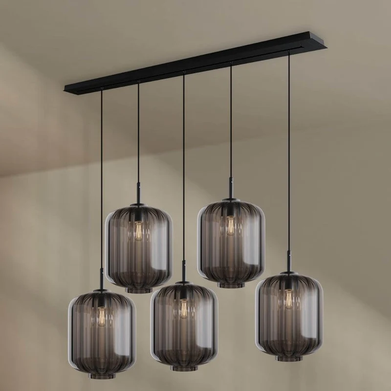 s.luce Velo Esszimmerleuchte 5-flammig Baldachin 160cm Ø 25cm