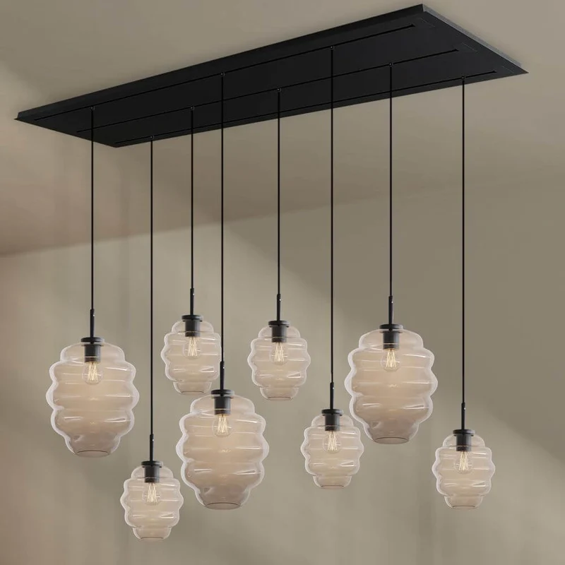 s.luce Echos Esstischlampe 8-flammig 200cm 3-reihig Ø 18/25cm