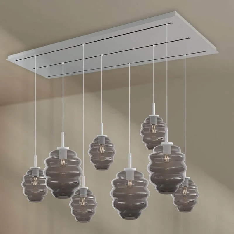 s.luce Echos Esstischlampe 8-flammig 200cm 3-reihig Ø 18/25cm