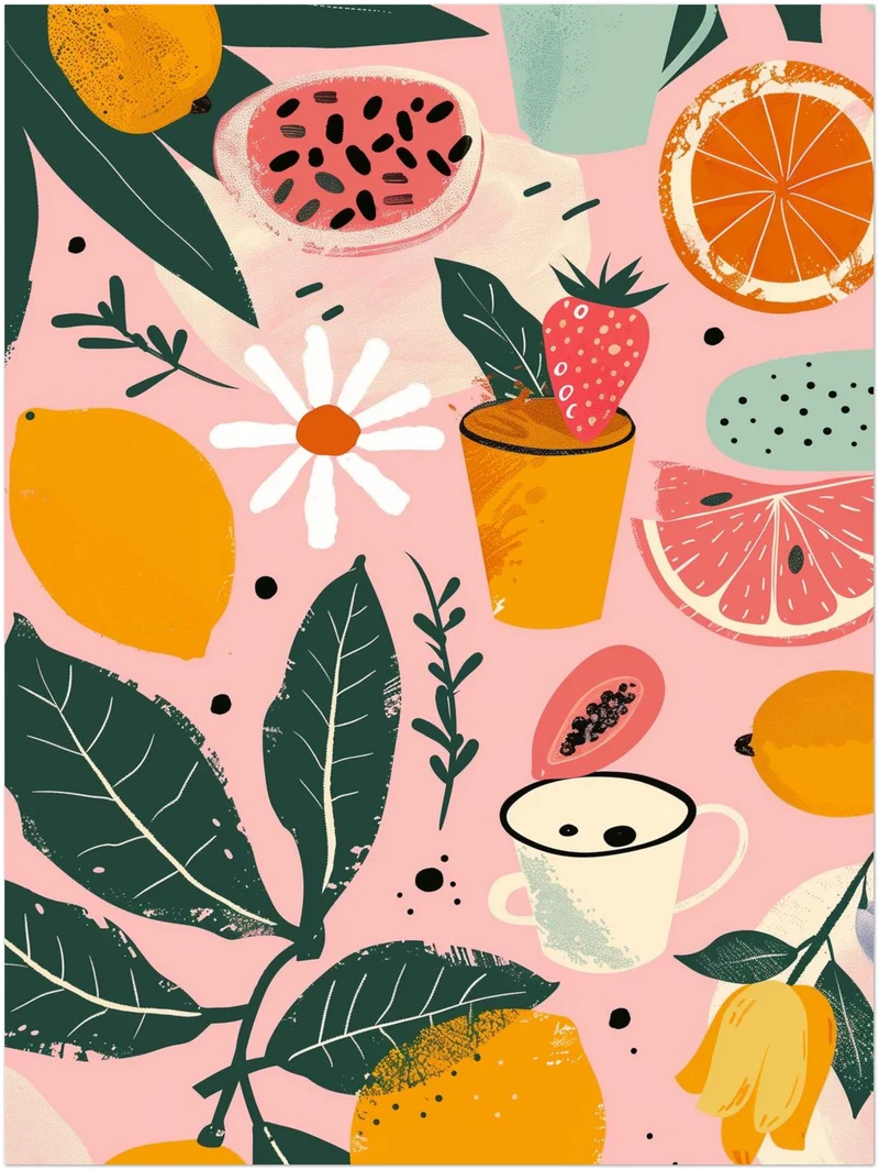 Bunte Früchte Illustration Leinwandbild