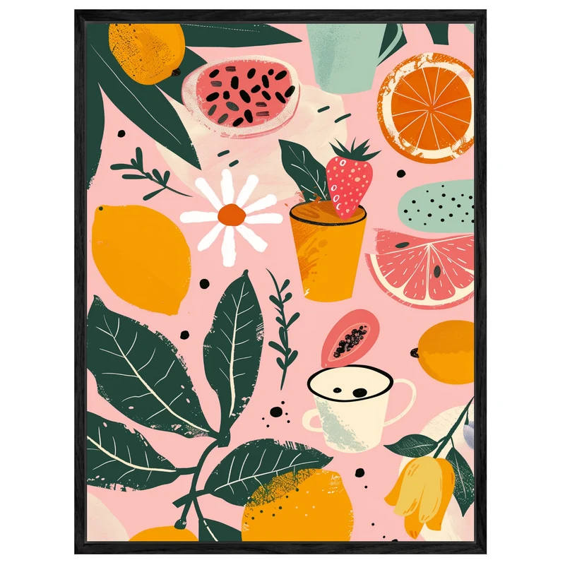 Bunte Früchte Illustration Leinwandbild
