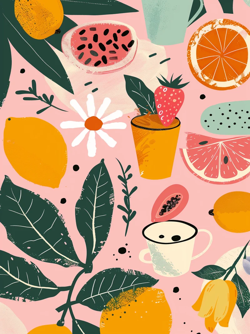Bunte Früchte Illustration Poster
