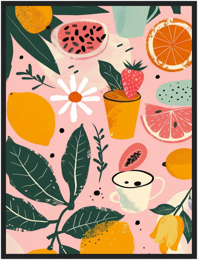 Bunte Früchte Illustration Poster