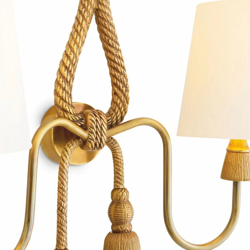 Casa Padrino Luxus Doppel Wandleuchte Vintage Messing / Weiß H. 49,5 cm - Luxus Leuchten