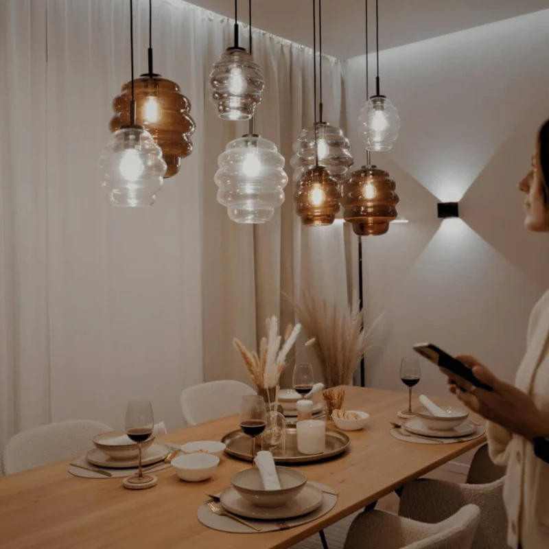 s.luce Echos Esstischlampe 8-flammig 160cm 2-reihig Ø 18cm