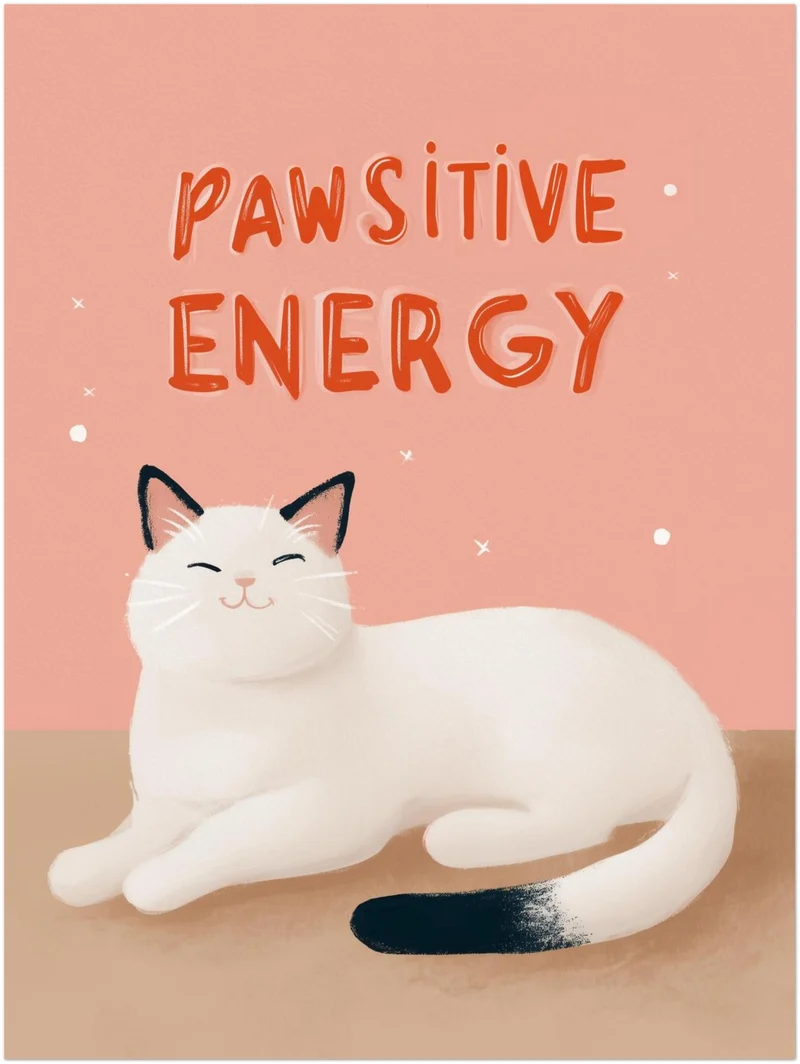 Pawsitive Energy weiß Leinwandbild