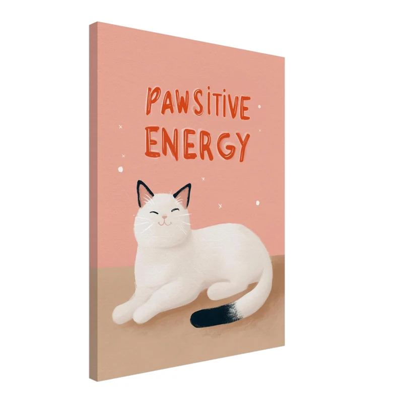 Pawsitive Energy weiß Leinwandbild