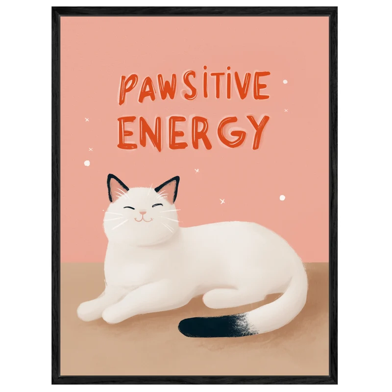 Pawsitive Energy weiß Leinwandbild