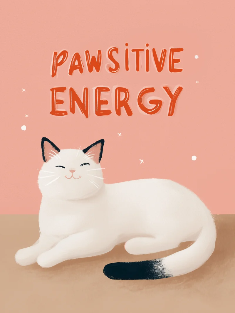 Pawsitive Energy weiß Poster