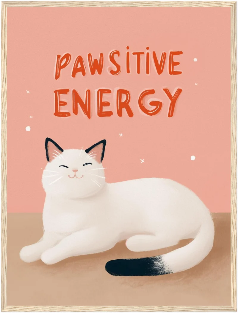 Pawsitive Energy weiß Poster